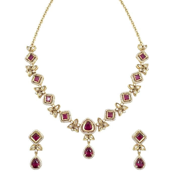 Moissanite Polki Necklace Set with Emerald Green Enamel, Double-Layered Haaram, Bridal Wedding Jewellery - Image 4