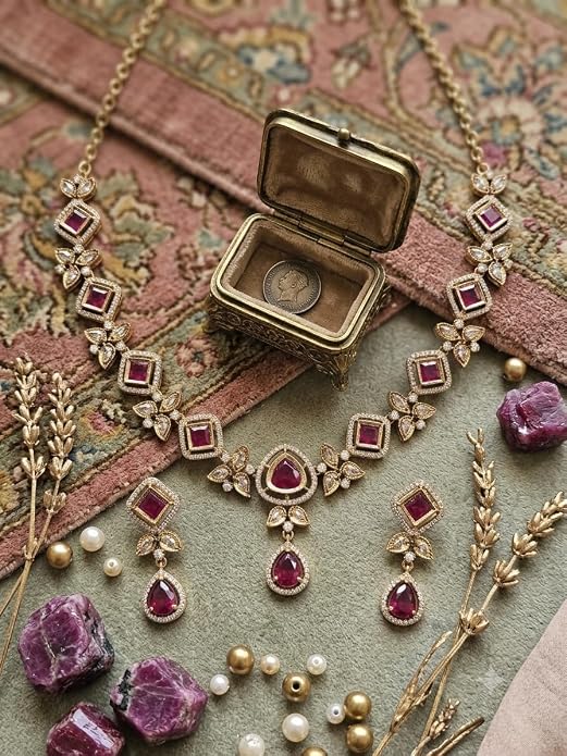 Moissanite Polki Necklace Set with Emerald Green Enamel, Double-Layered Haaram, Bridal Wedding Jewellery